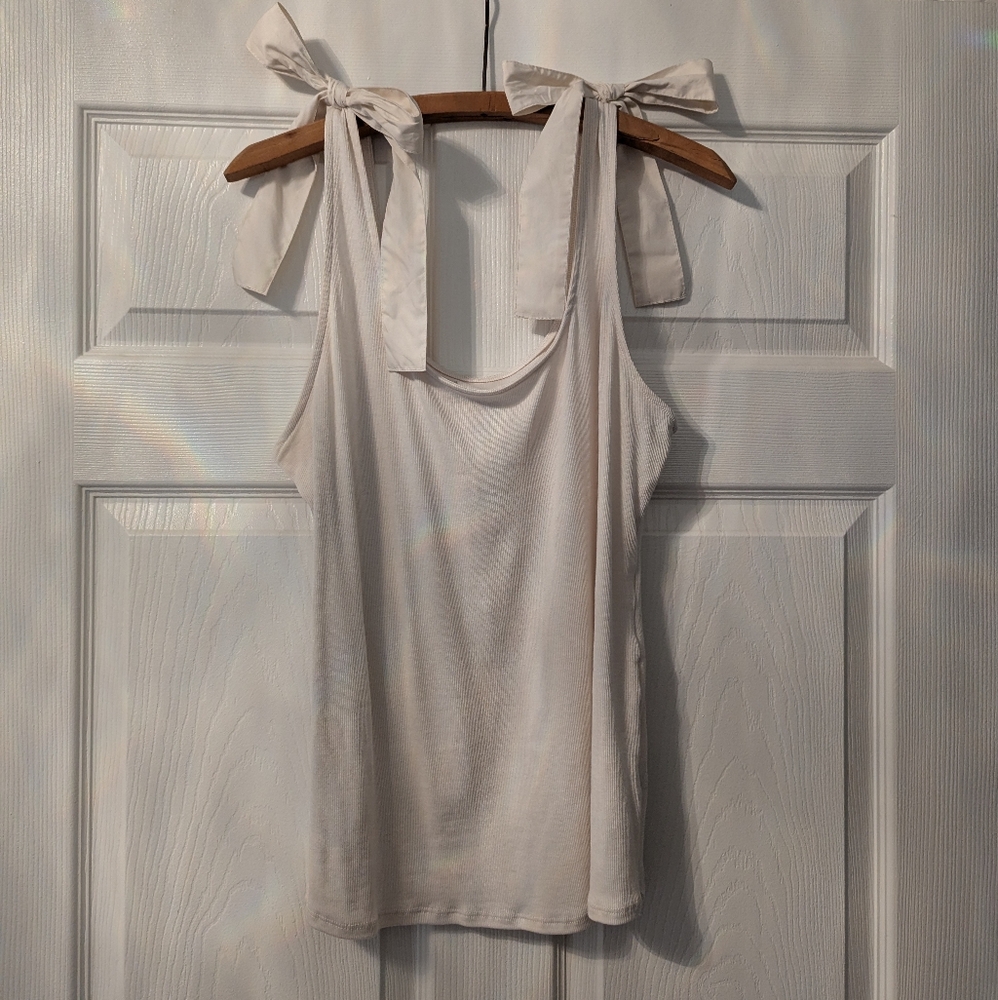 A New Day White Bow‑Strap Tank Top | Women’s XXL | Cute Summer Top